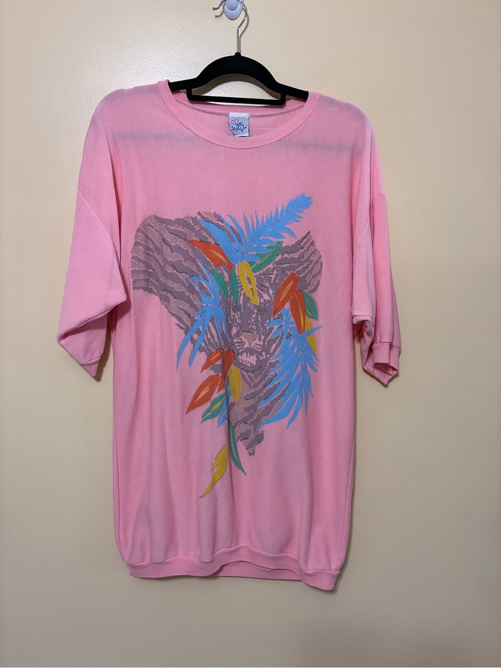 Vintage Vans Off The Wall Pastel Neon 80s Tiger Sweatshirt Womens XL Multicolor
